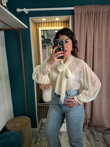 Camicia pizzo panna