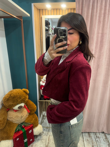 Blazer crop velluto