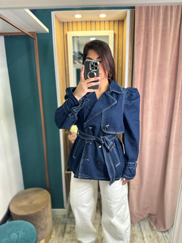 Trench denim crop