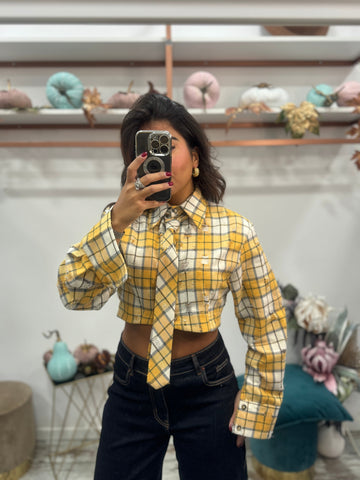 Camicia crop quadretti