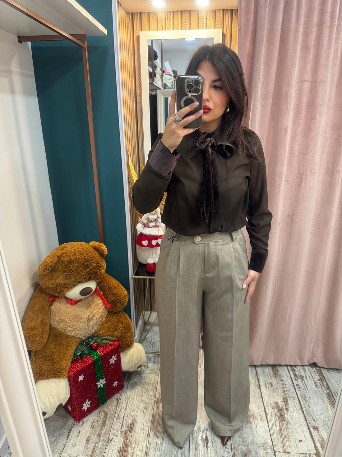 Camicia velata fiocco in velluto