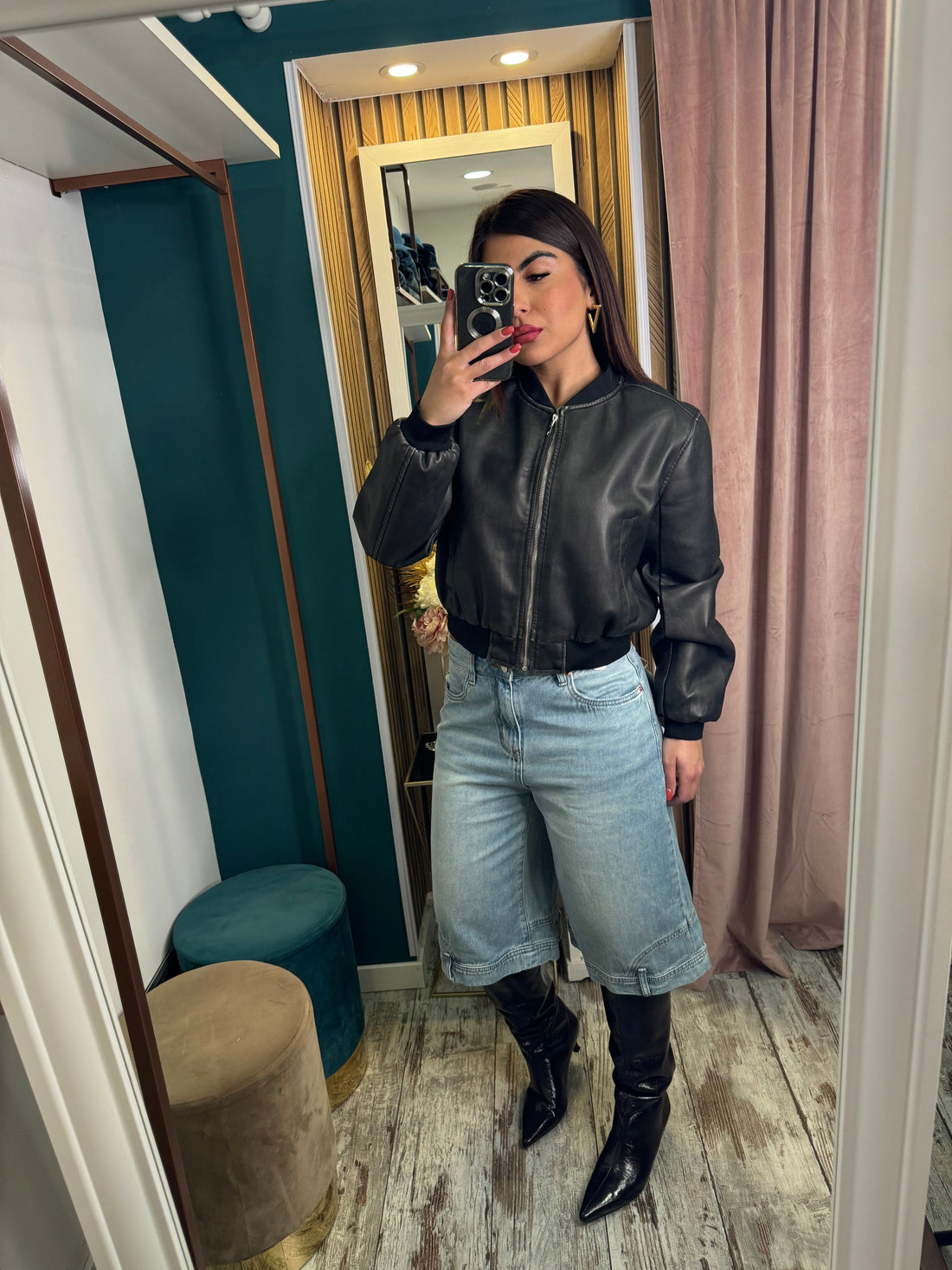 Bomber crop ecopelle