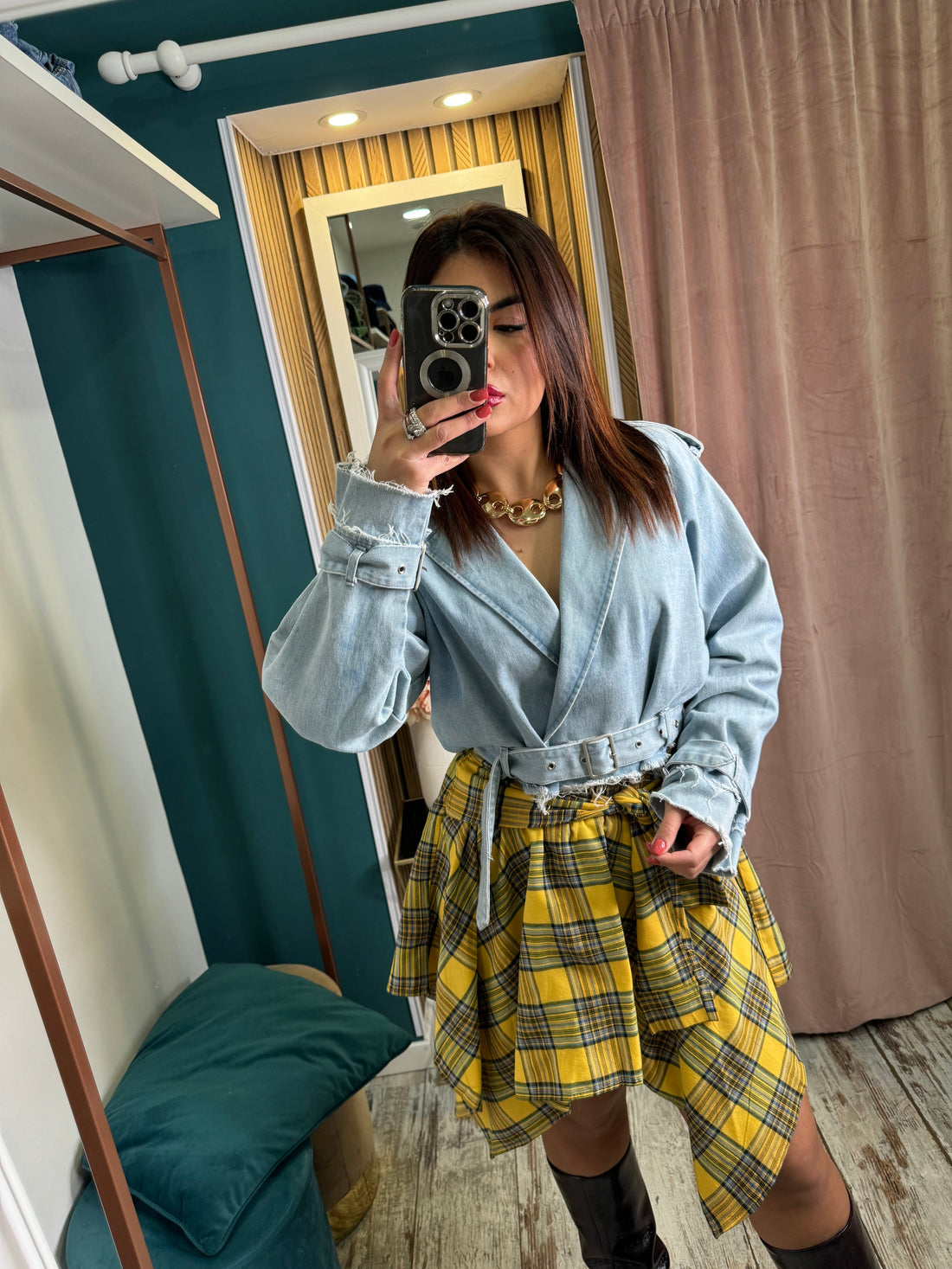 Giacca denim crop
