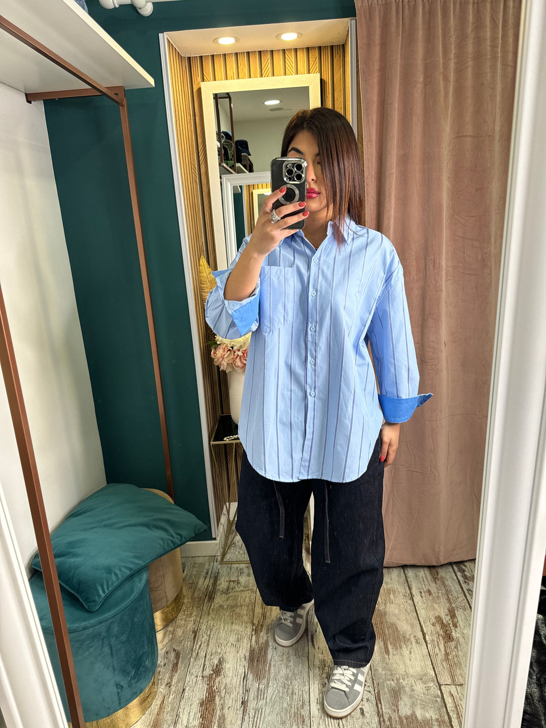 Camicia righe azzurra