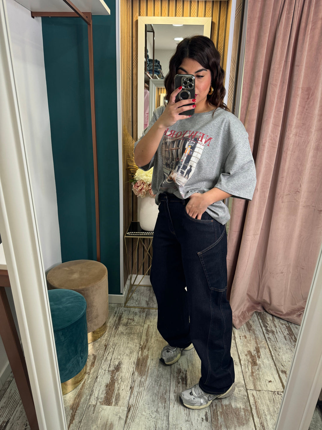 Jeans wide ballon blu
