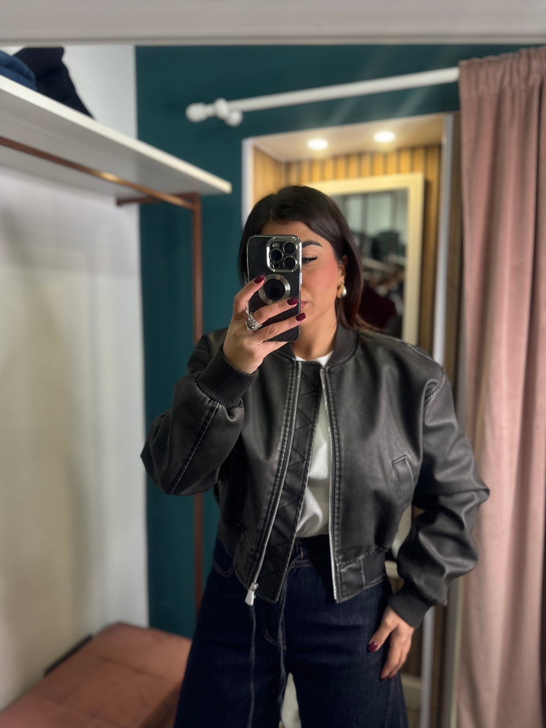 Bomber ecopelle grigio
