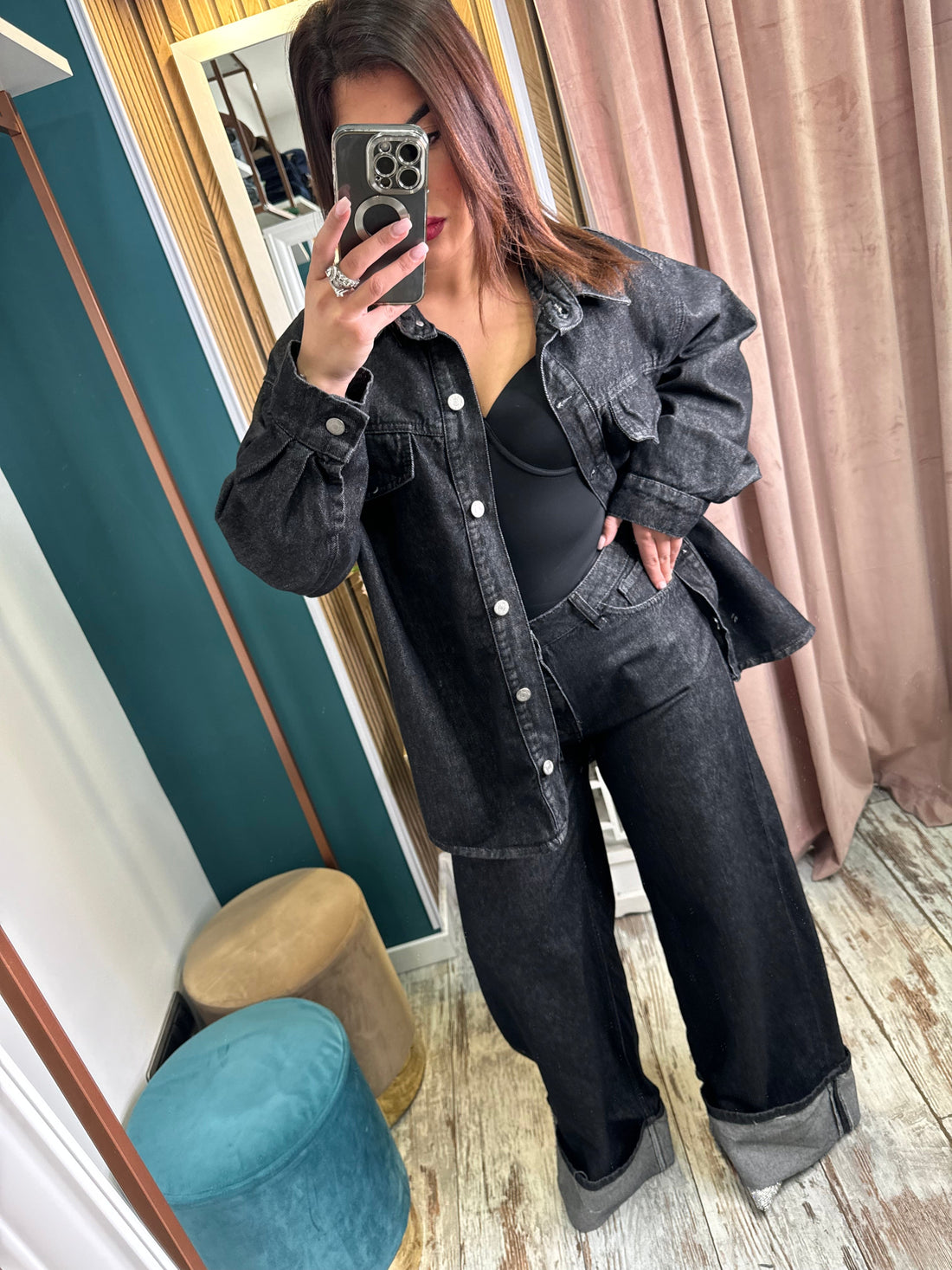 Cordset denim nero