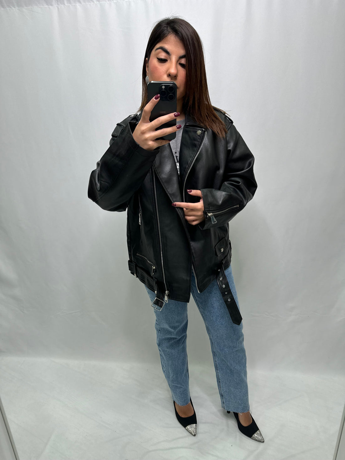 Biker ecopelle nero