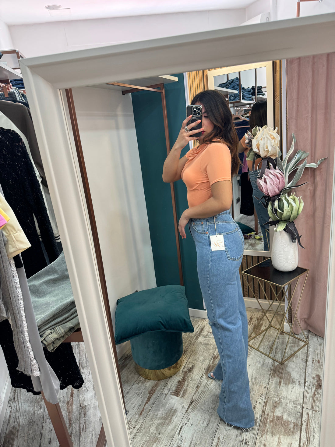 Jeans wideleg strappo