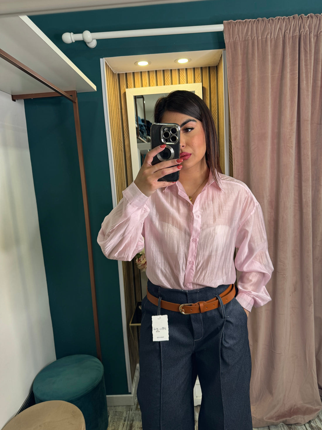 Camicia velata rosa