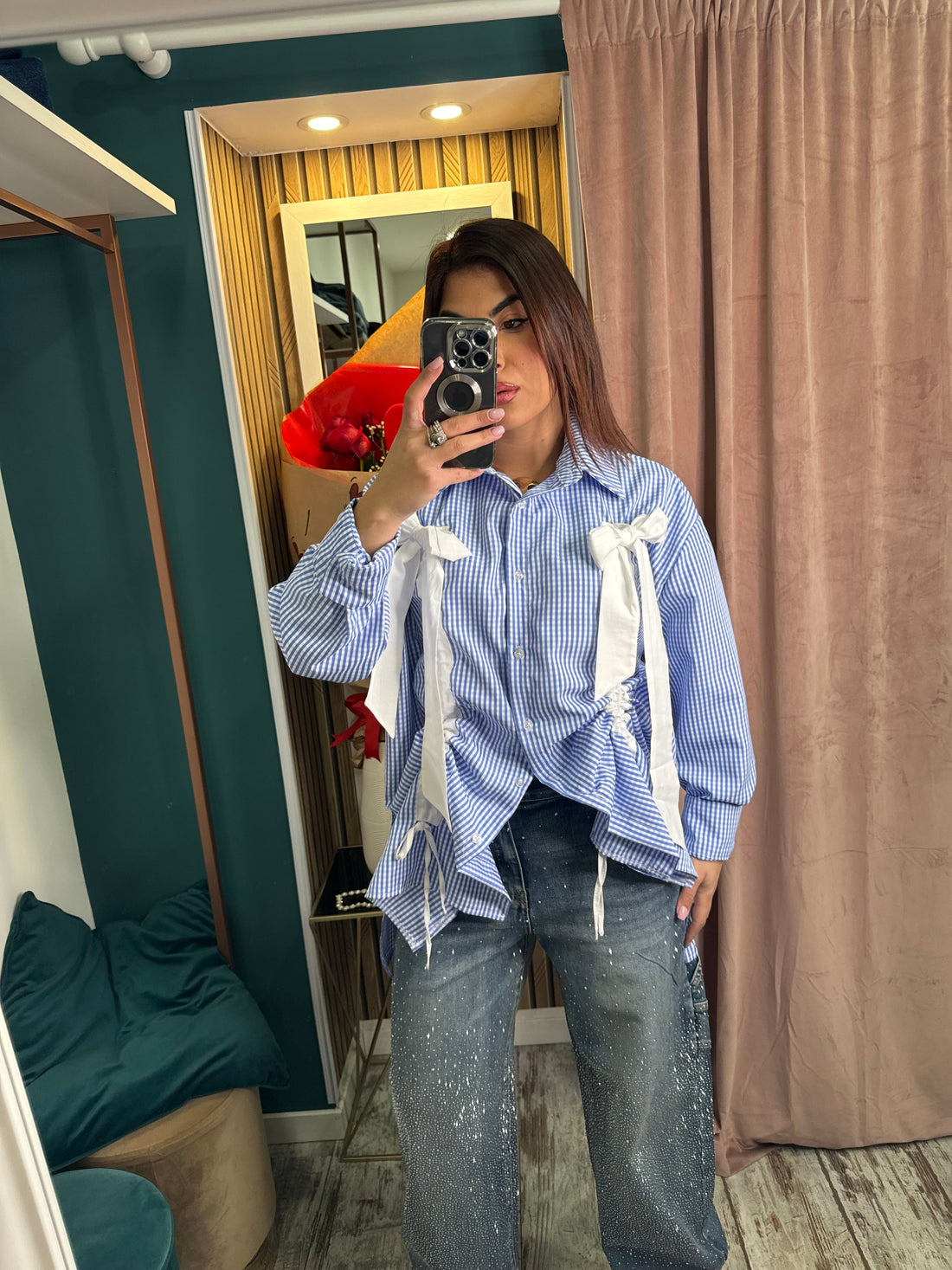 Camicia quadretti fiocco