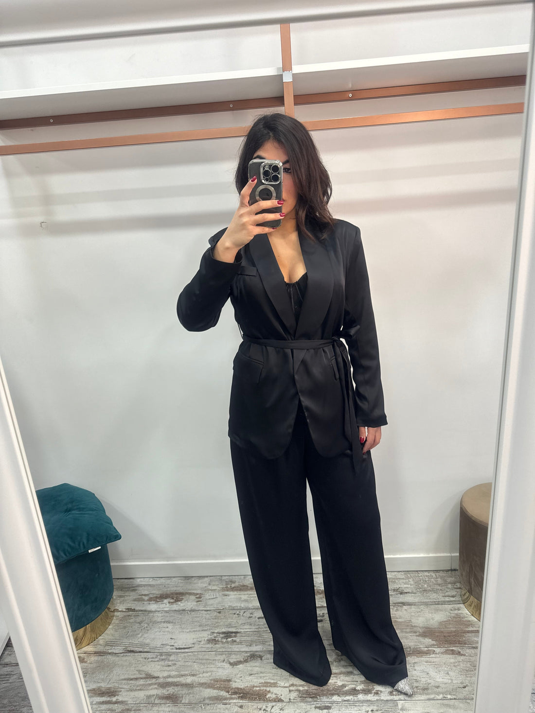 Tailleur saten nero